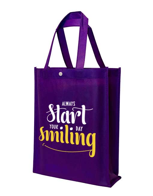 non woven bag with button - purple