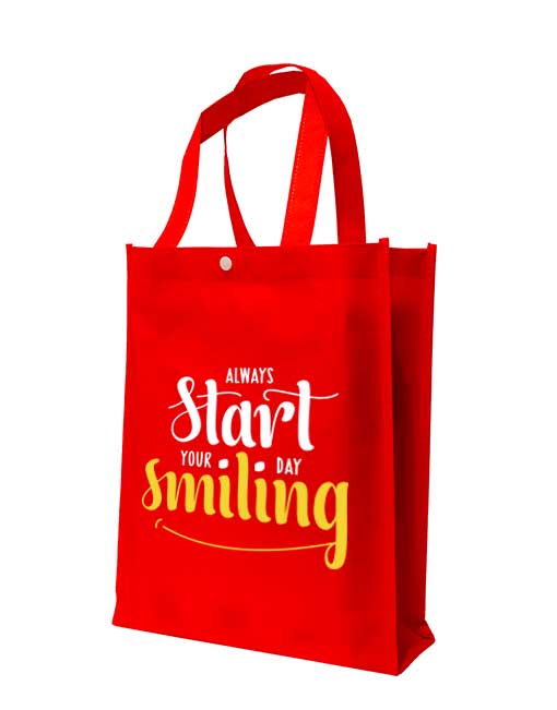 non woven bag with button - red