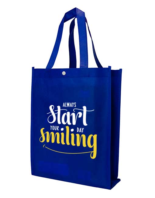 non woven bag with button - royal blue